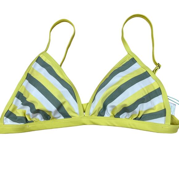 Kona Sol Women's Yellow Striped Triangle Bikini Top - Size XL - NWT - Picture 1 of 8